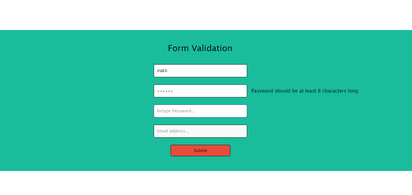 Real Time Validation Form